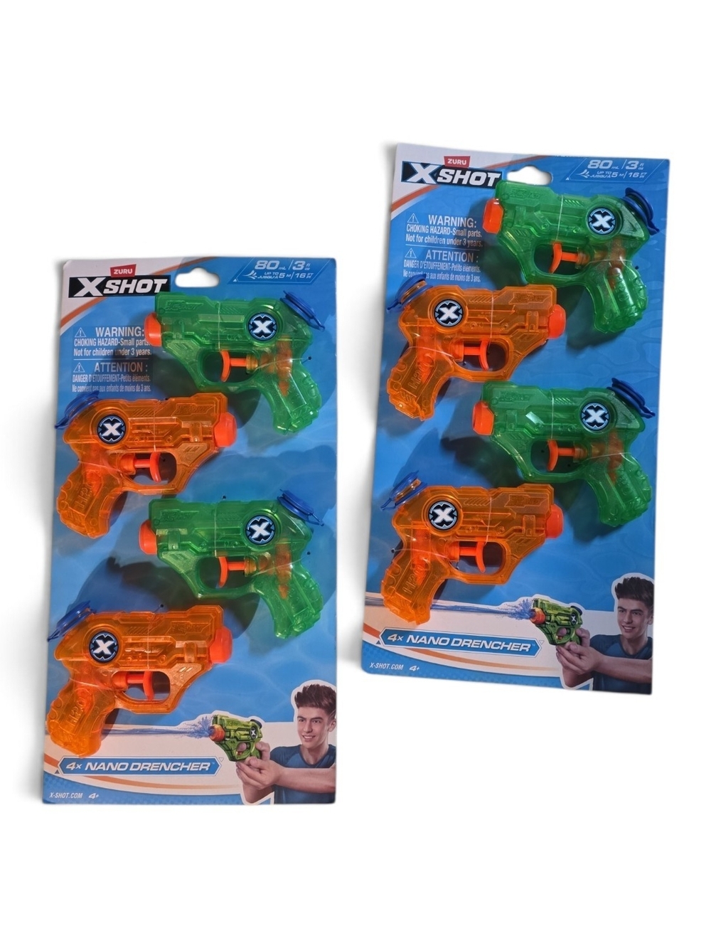 Nano Drencher 4-Pack Water Blasters‎ - Green & Orange